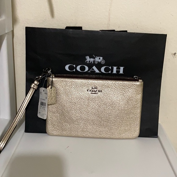 Coach Sm wristlet in polished leather - Picture 1 of 9